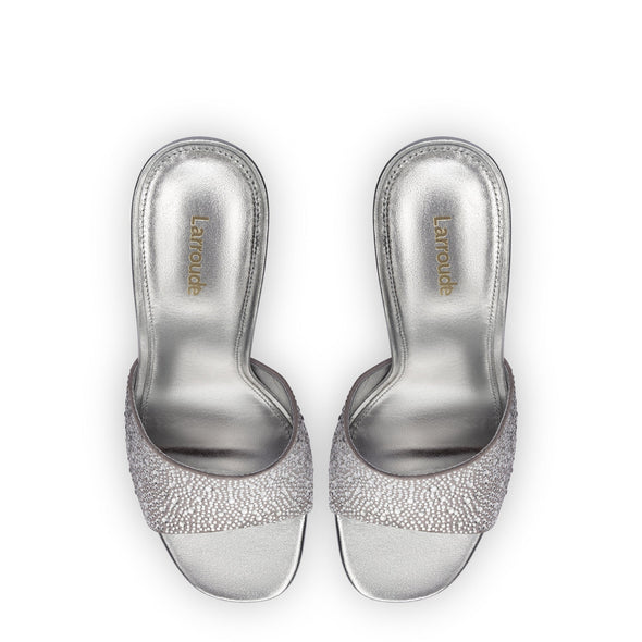 Colette Crystal Mule In Gray Suede