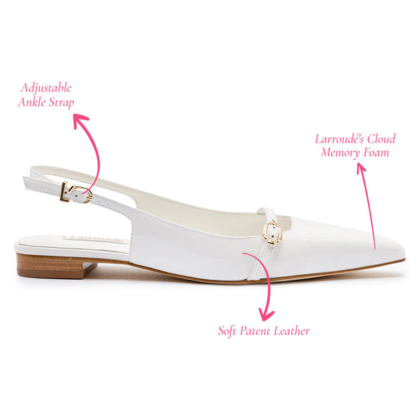 Ines Flat In White Patent Leather