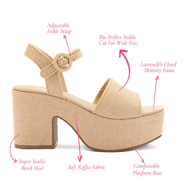 Miso Platform Strap Sandal In Beige Raffia