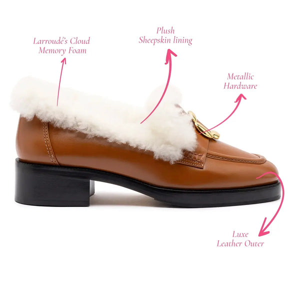 Bobbie Loafer In Caramel Leather and Natural Shearling