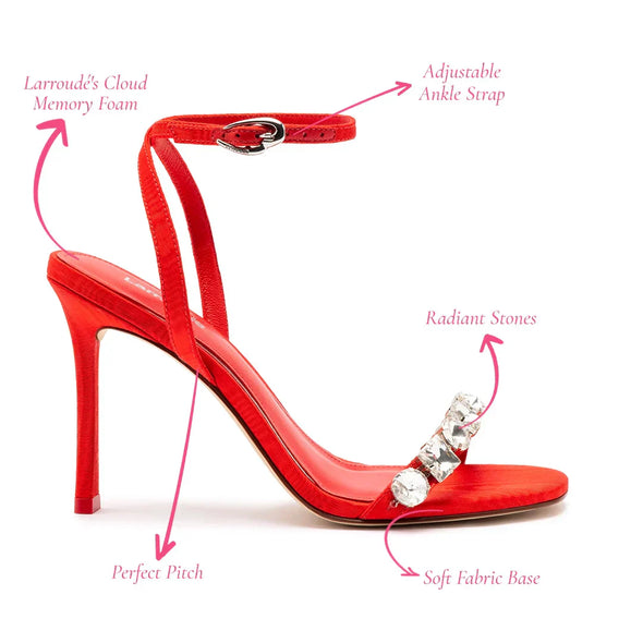 Calypso Sandal In Red Fabric and Crystals