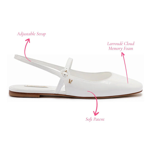 Georgina Ballet Flat In White Patent Leather