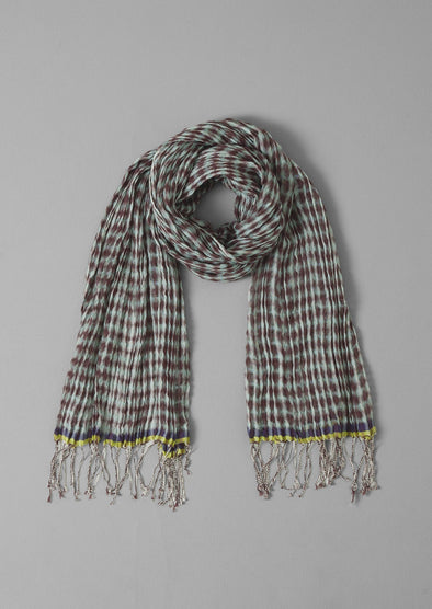 Pinwheel Gingham Cotton Scarf | Ecru/Brown Ochre