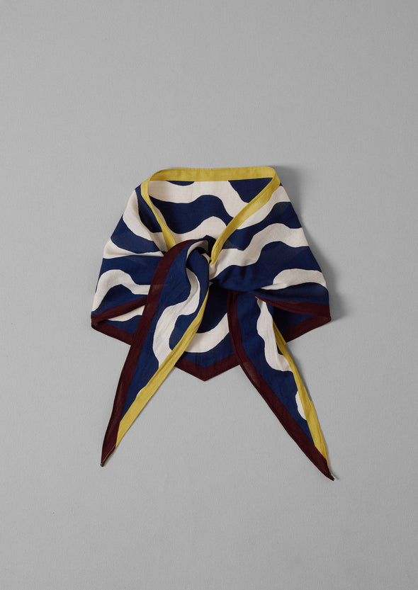 Ribbon Print Cotton Bandana | Midnight Blue