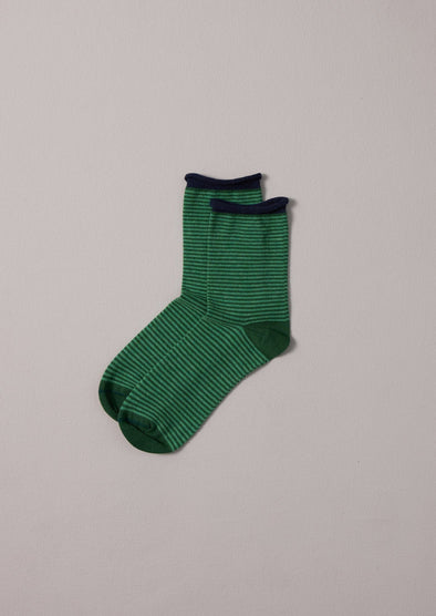 Stripe Cotton Cashmere Socks | Emerald/Malachite