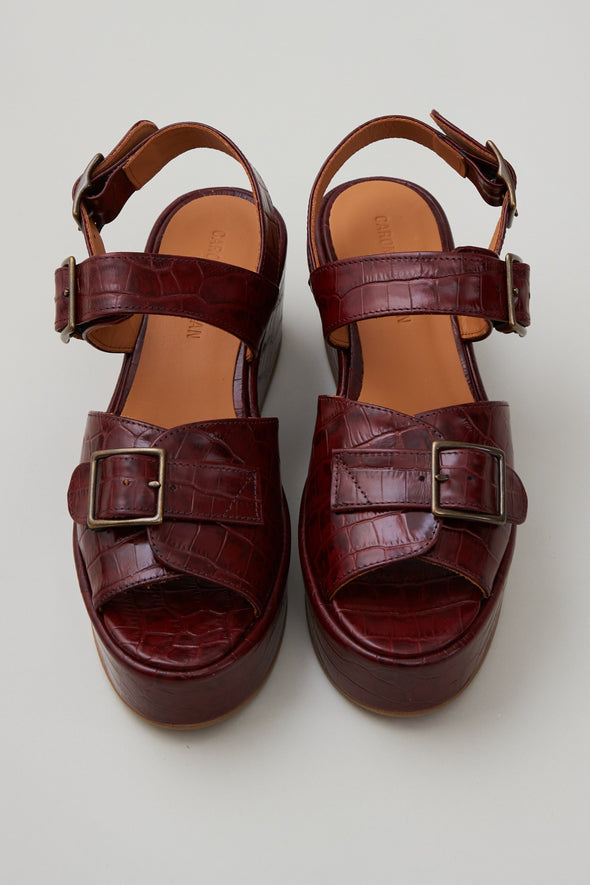 MARGARET PLATFORM | BORDEAUX EMBOSSED LEATHER