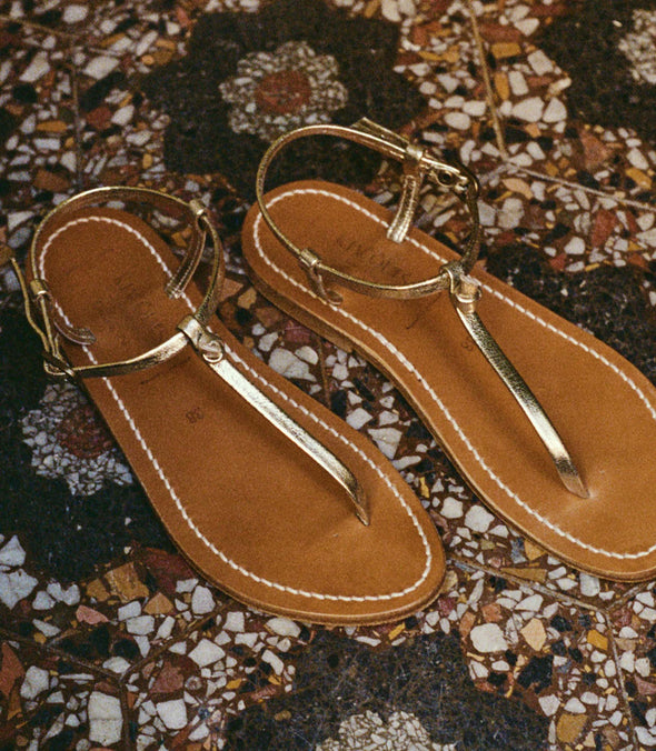 DÔEN & K.JACQUES CÔTE SANDAL -- METALLIC CHAMPAGNE