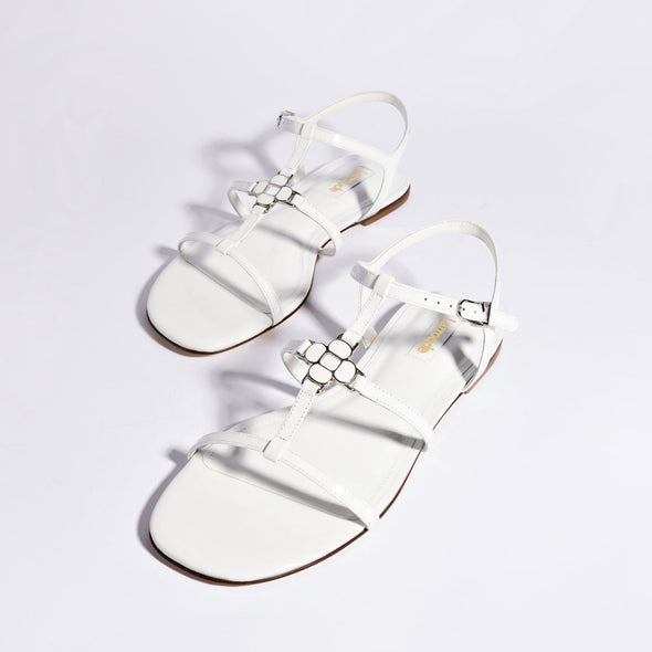 Hana Flat In White Patent Leather