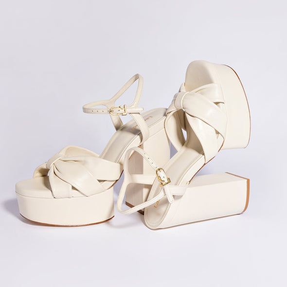 Vivienne Platform Sandal In Ivory Leather