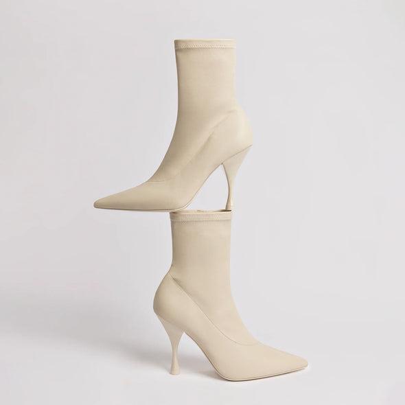 Mini Georgia Boot In Off White Stretch Leather