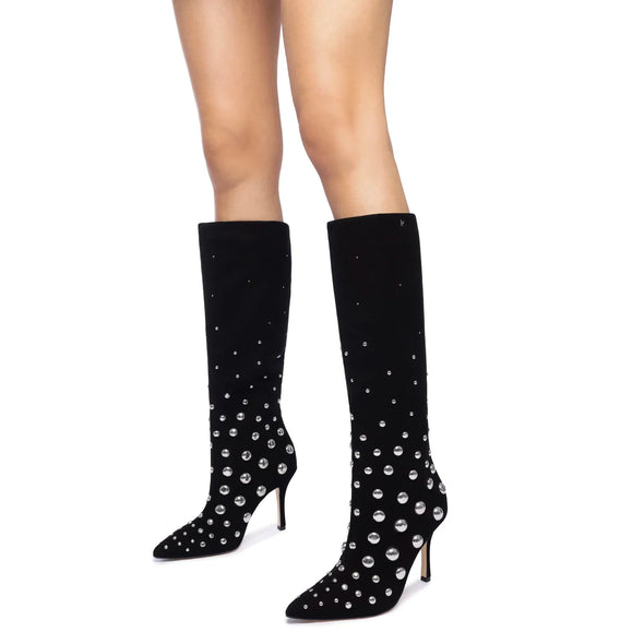 Kate Studs Boot In Black Suede