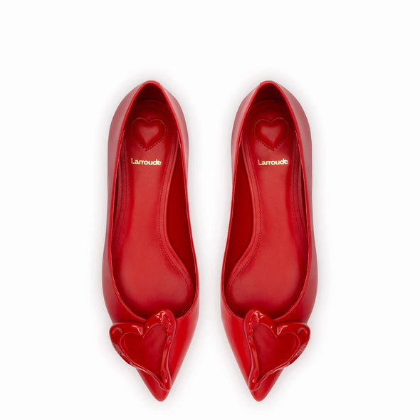 Lee Amore Flat In Scarlet Leather