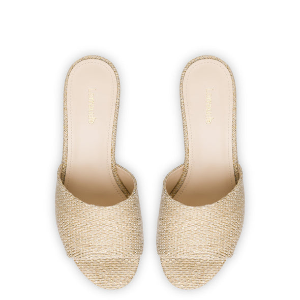 Miso Platform Sandal In Metallic Raffia