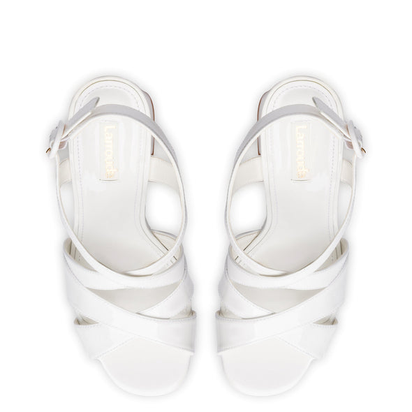 Bee Sandal In White Patent Leather