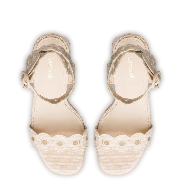 Dolly Broderie Sandal In Natural Raffia