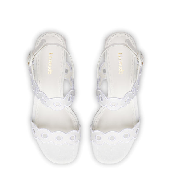 Florence Broderie Sandal In White Raffia