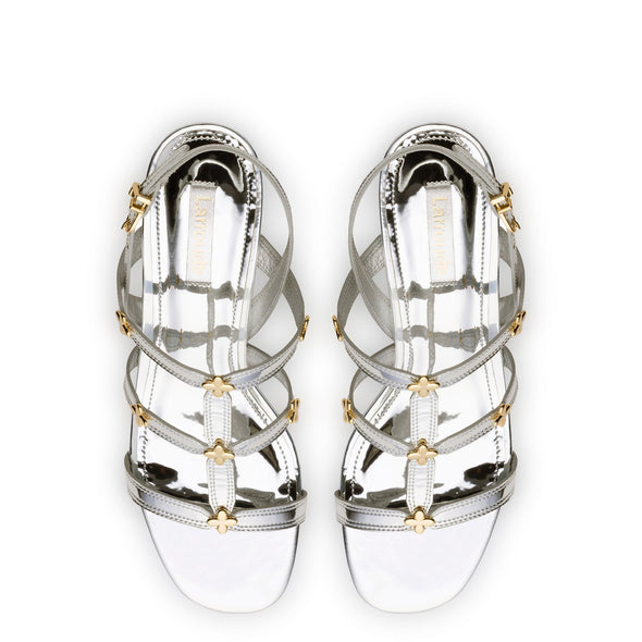 Harmony Block Sandal In Silver Specchio