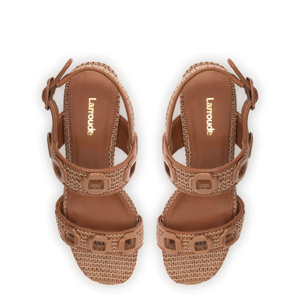 Milan Sandal In Caramel Wave Raffia