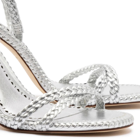 Annie Sandal In Silver Metallic Leather