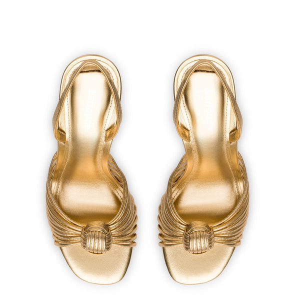 Valerie Slingback Sandal In Gold Metallic Leather