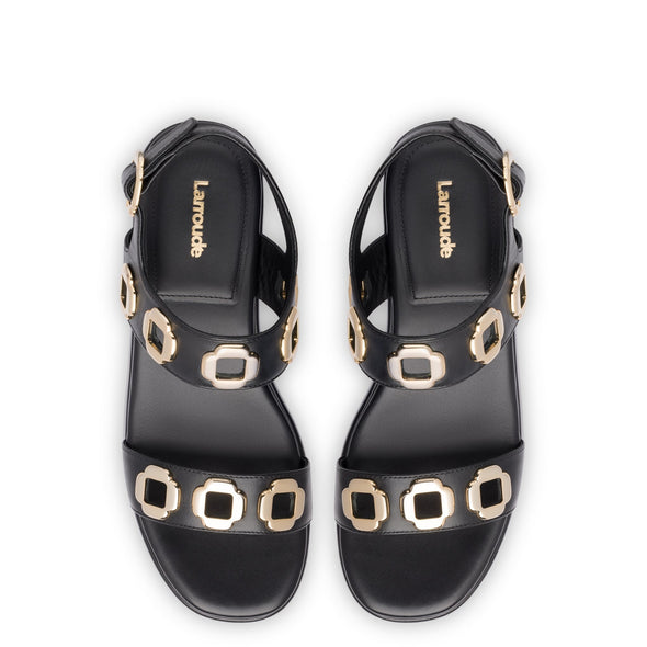 Milan Flatform Sandal In Black Leather