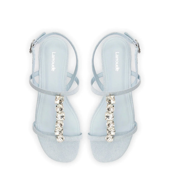 Calypso Flat Sandal In Maya Denim and Crystals