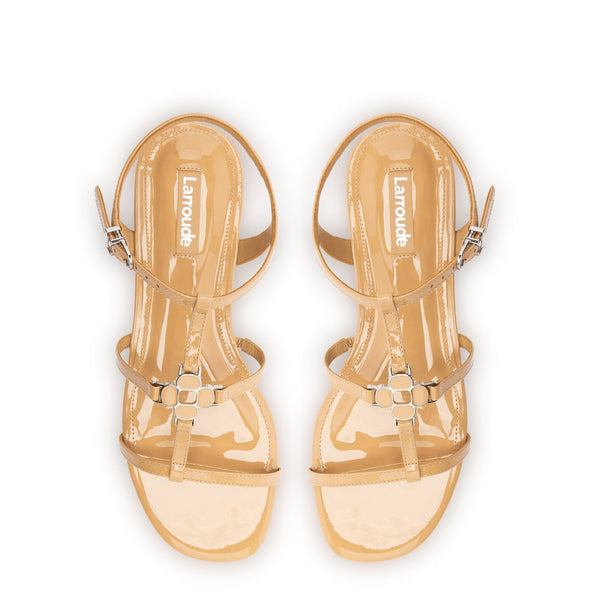 Hana Flat In Tan Patent Leather