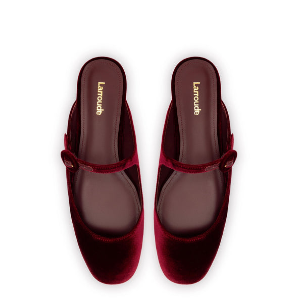 Blair Flat Mule In Wine Velvet