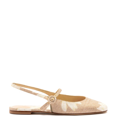 Georgina Ballet Flat In Beige Printed Raffia