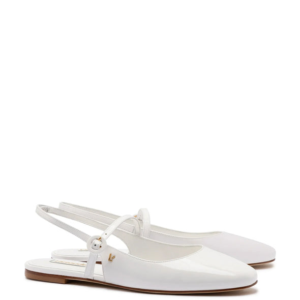 Georgina Ballet Flat In White Patent Leather