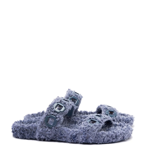 Milan Slide In Blue Faux Fur