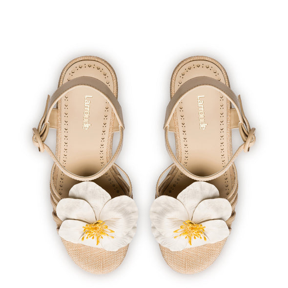 Magnolia Wedge In Ivory Leather