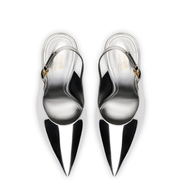 Larroudé x Altuzarra Pump In Silver Specchio