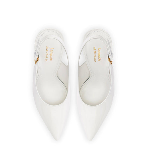 Larroudé x Altuzarra Pump In White Patent Leather