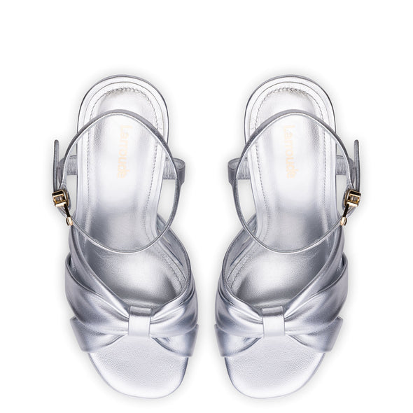 Vivienne Platform Sandal In Silver Metallic Leather