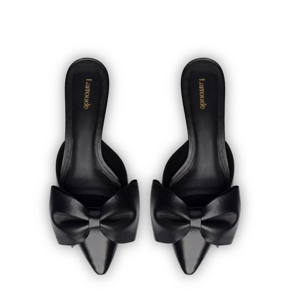 Elle Flat Mule In Black Leather