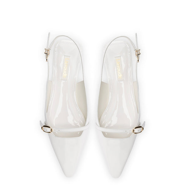 Ines Flat In White Patent Leather