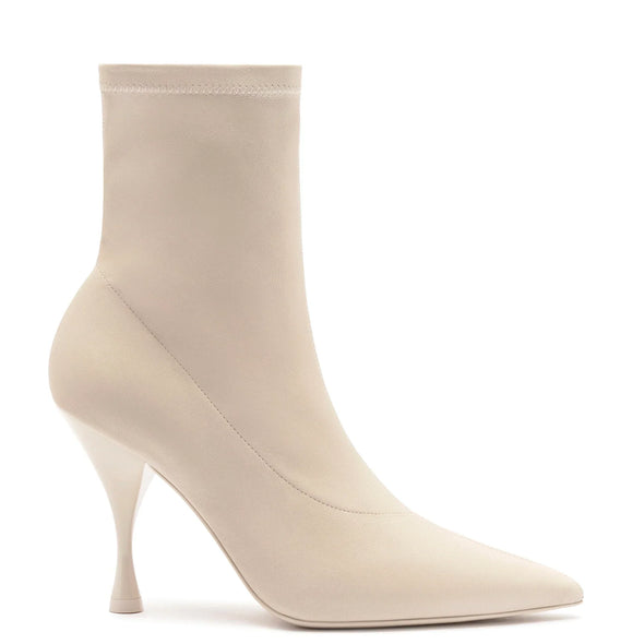 Mini Georgia Boot In Off White Stretch Leather