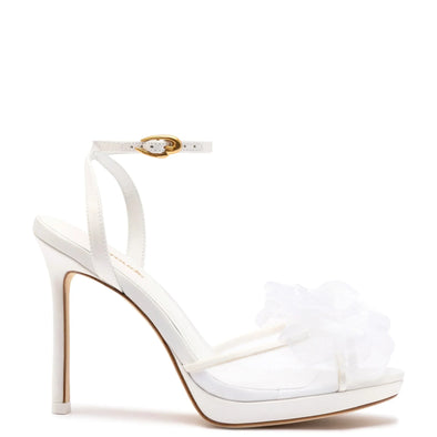 Salma Platform Sandal In White Satin