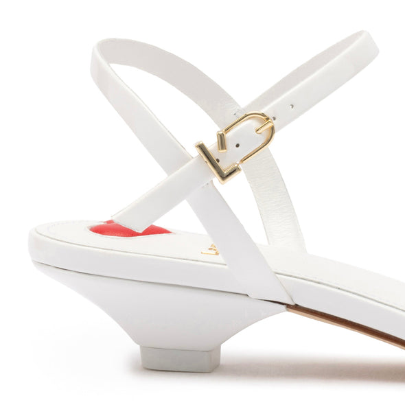 Charlotte Sandal In White Patent Leather