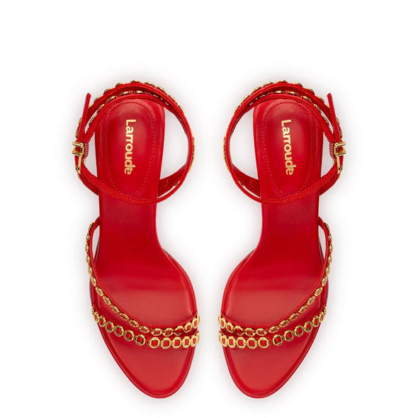 Milanina Mini Sandal In Scarlet Leather