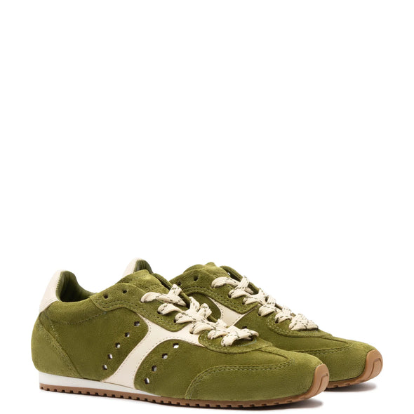 Stella Sneaker In Seaweed Suede and Ivory Leather