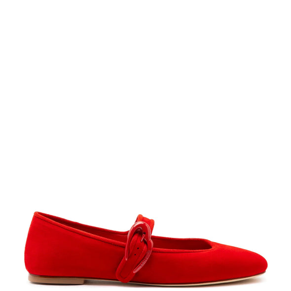 Verona Ballet Flat In Scarlet Suede