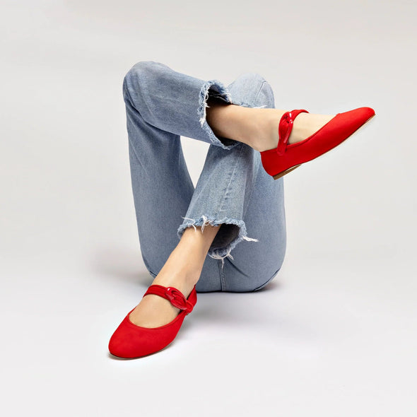 Verona Ballet Flat In Scarlet Suede