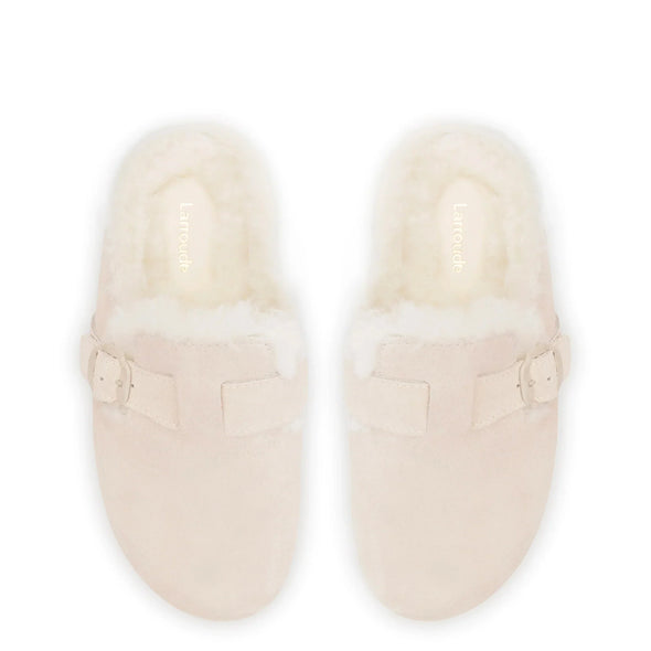 Milan Fur Clog In Mushroom Grey Suede