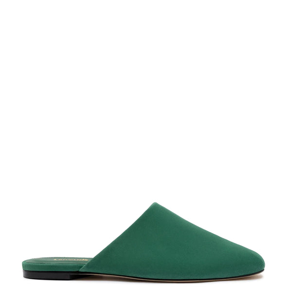 Venice Flat Mule and Pouch Kit In Emerald Suede