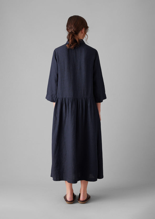 Garment Dyed Linen Shirt Dress | Midnight