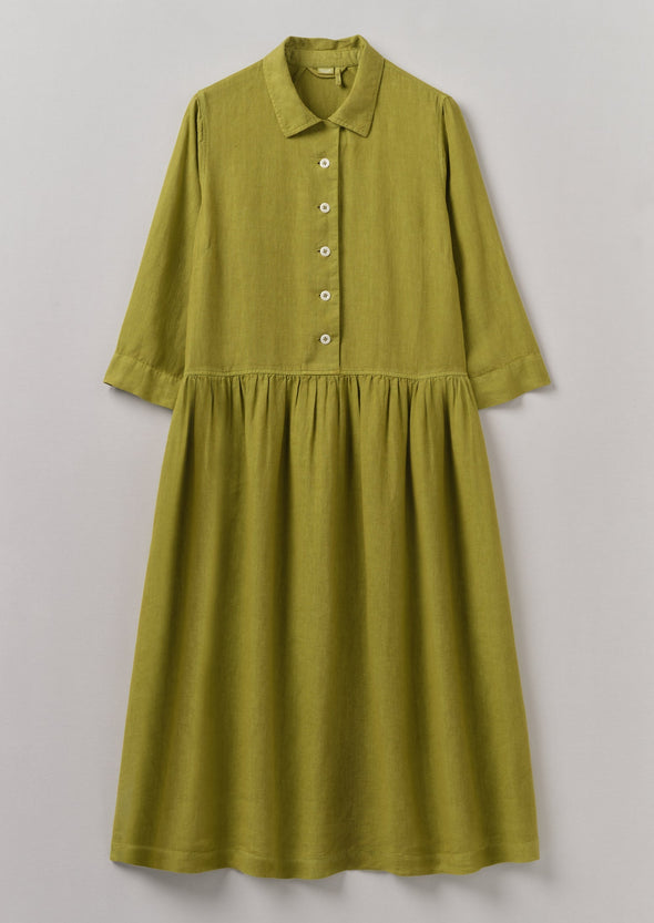 Garment Dyed Linen Shirt Dress | Olivine