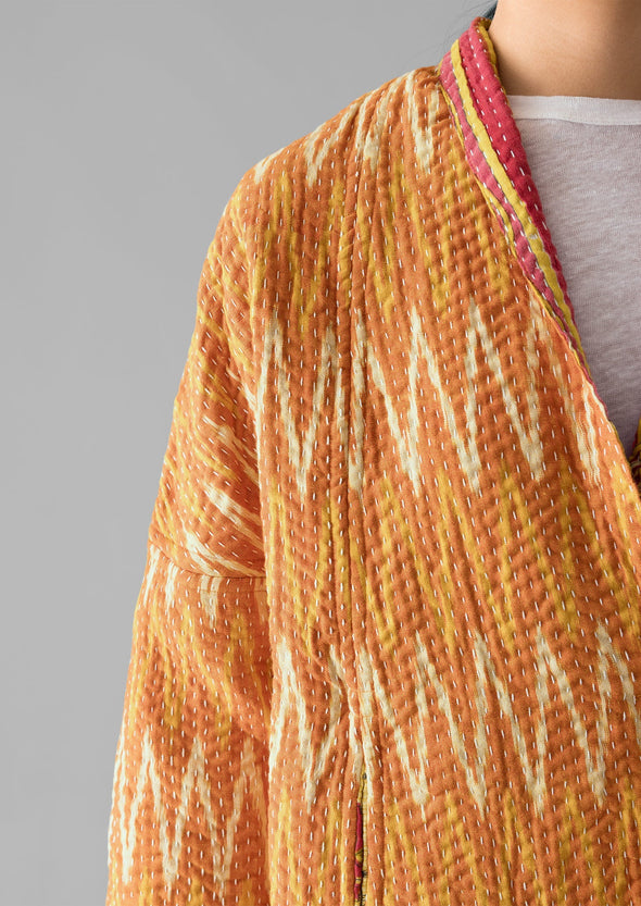 Repurposed Ikat Kantha Jacket | Yellows