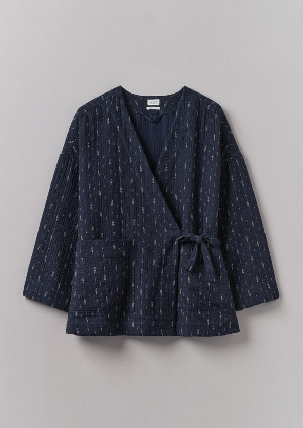 Dobby Cotton Lounge Jacket | Indigo Blue